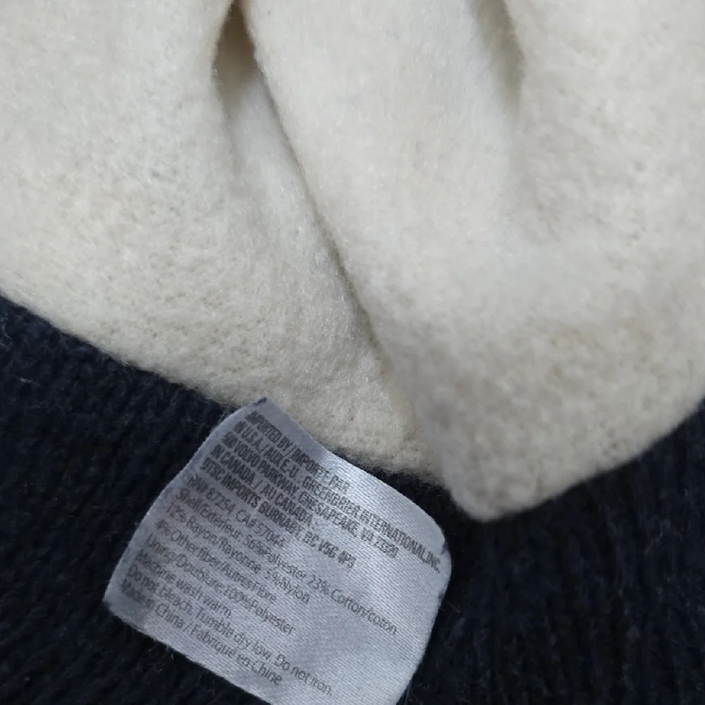Cozy Winter Hat - Navy and White